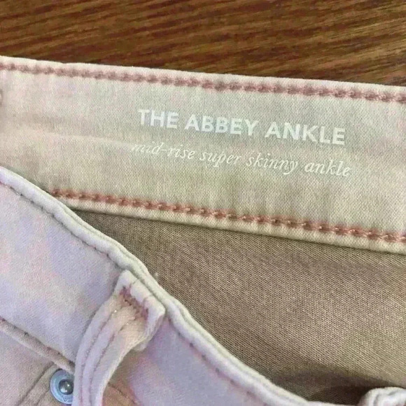 AG Adriano Goldschmied The Abbey Sateen Mid-Rise Skinny Ankle Jeans Pink Size 27 - Picture 6 of 14